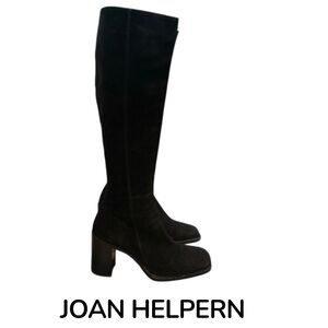 Authentic Joan Helpern signature designer tall black suede leather boots sz 6